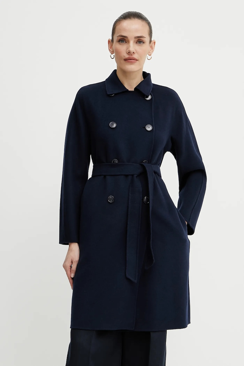 Μάλλινο παλτό Weekend Max Mara γυναικείο, χρώμα: ναυτικό μπλε, 2515011021600