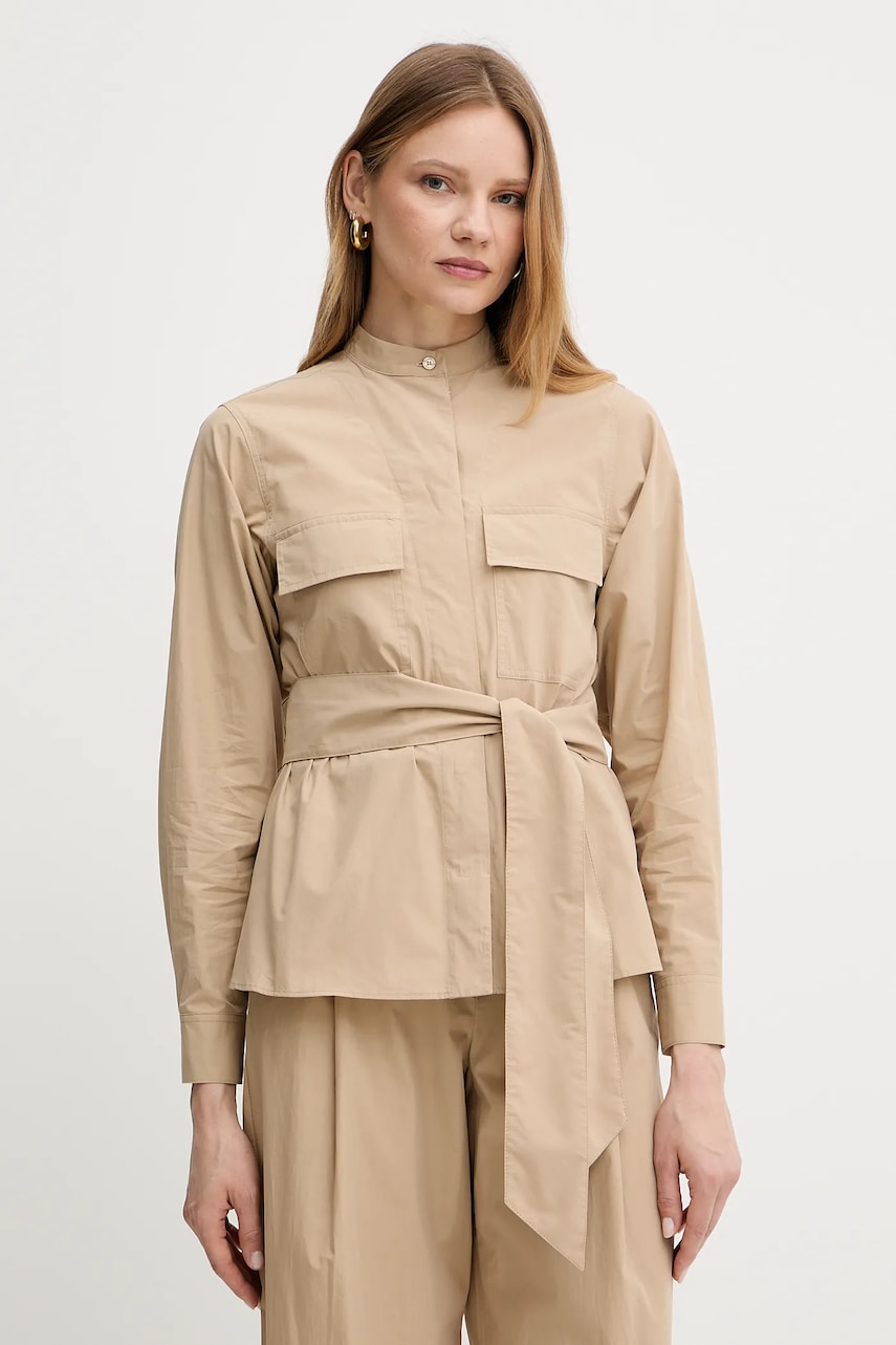Βαμβακερό μπουφάν πουκάμισο Weekend Max Mara χρώμα: μπεζ, 2515041013600