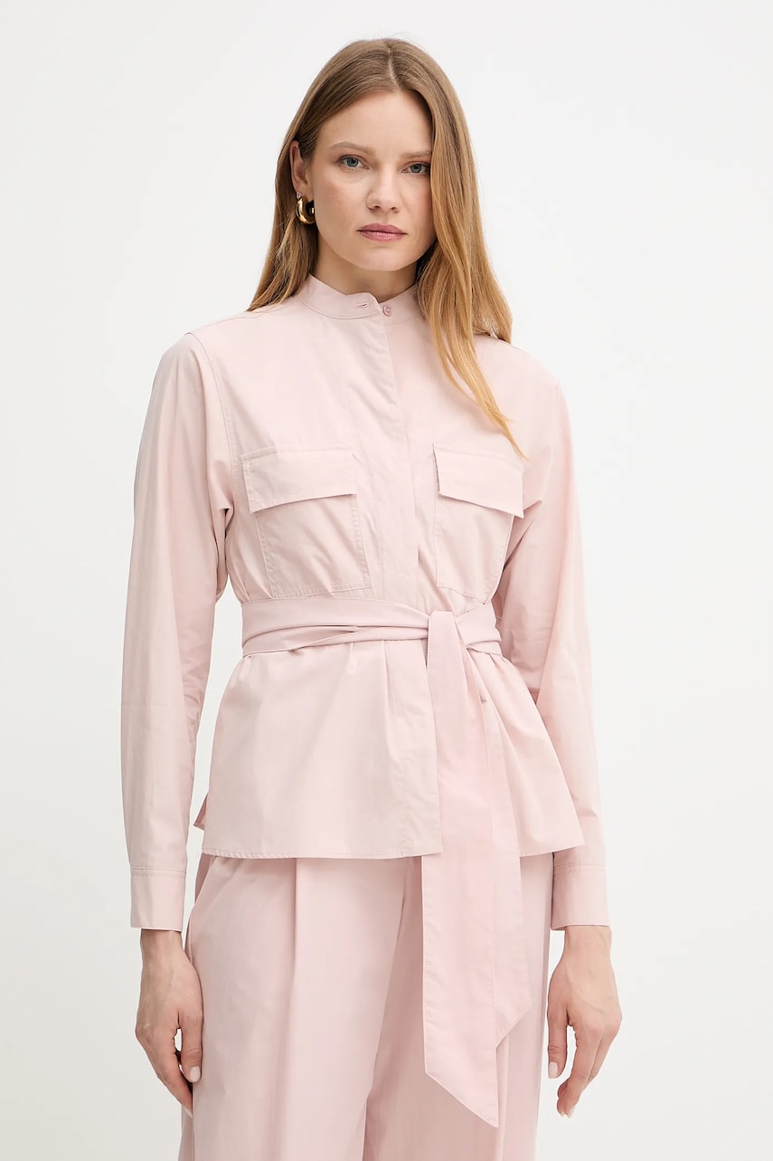Βαμβακερό μπουφάν πουκάμισο Weekend Max Mara χρώμα: ροζ, 2515041013600