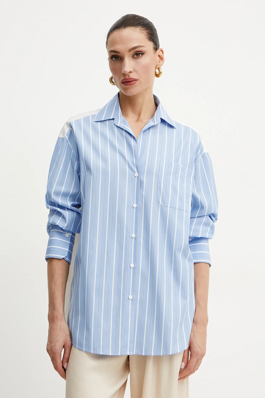 Βαμβακερό πουκάμισο Weekend Max Mara χρώμα: μπλε, 2515111022600