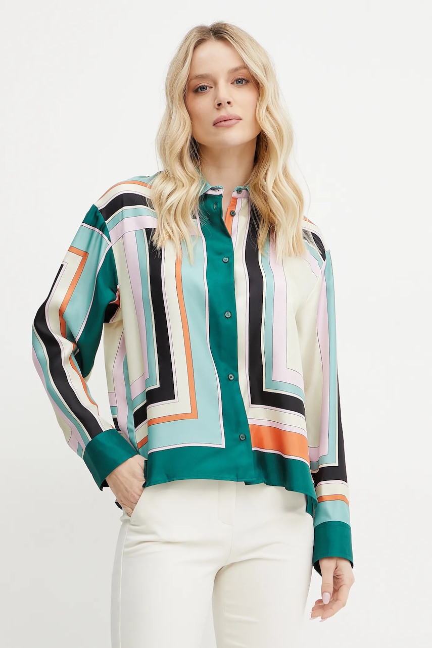Μεταξωτό πουκάμισο Weekend Max Mara χρώμα: μπεζ, 2515111031600