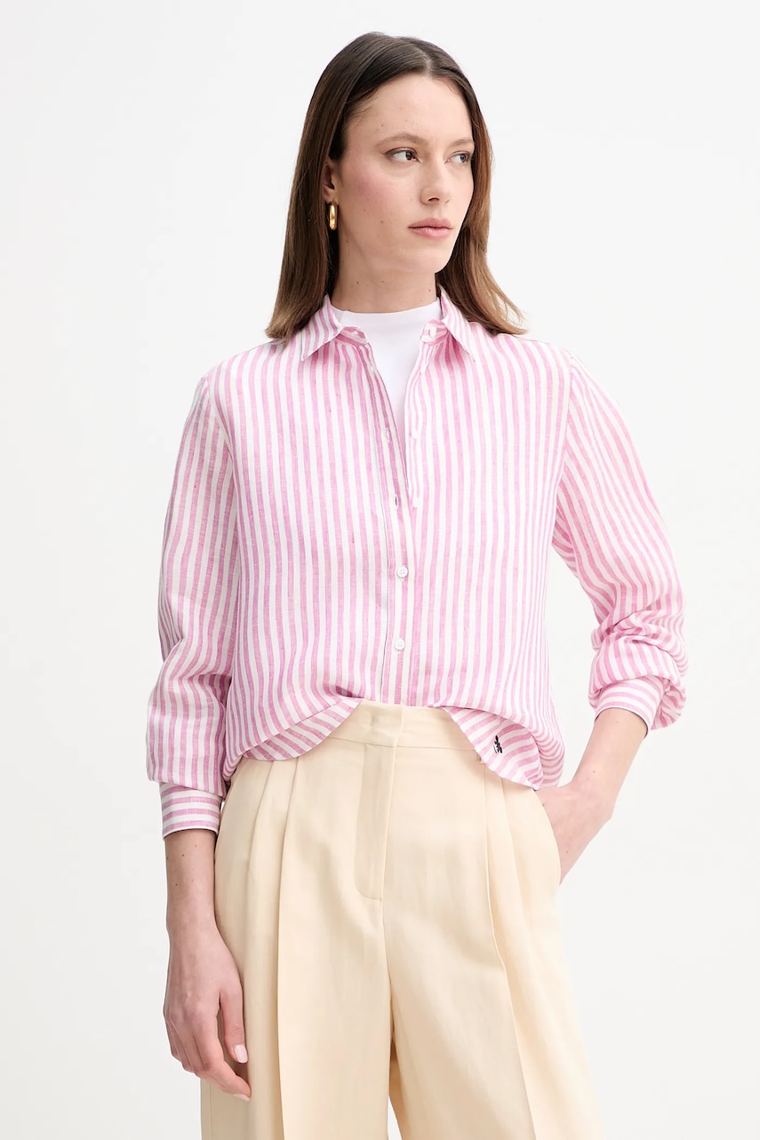 Πουκάμισο από λινό Weekend Max Mara χρώμα: πολύχρωμο, 2515111052600