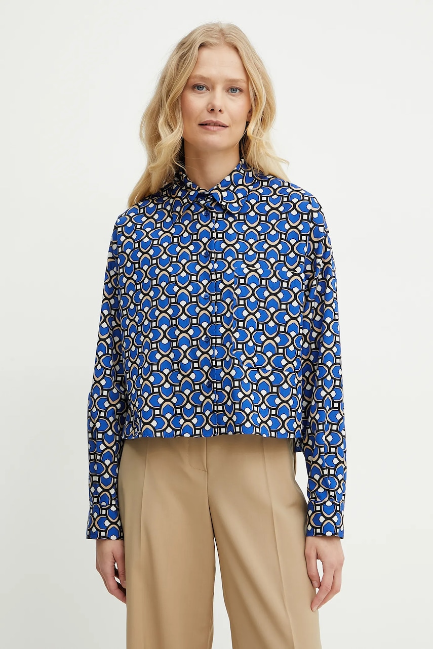 Βαμβακερό πουκάμισο Weekend Max Mara χρώμα: μπλε, 2515111112600
