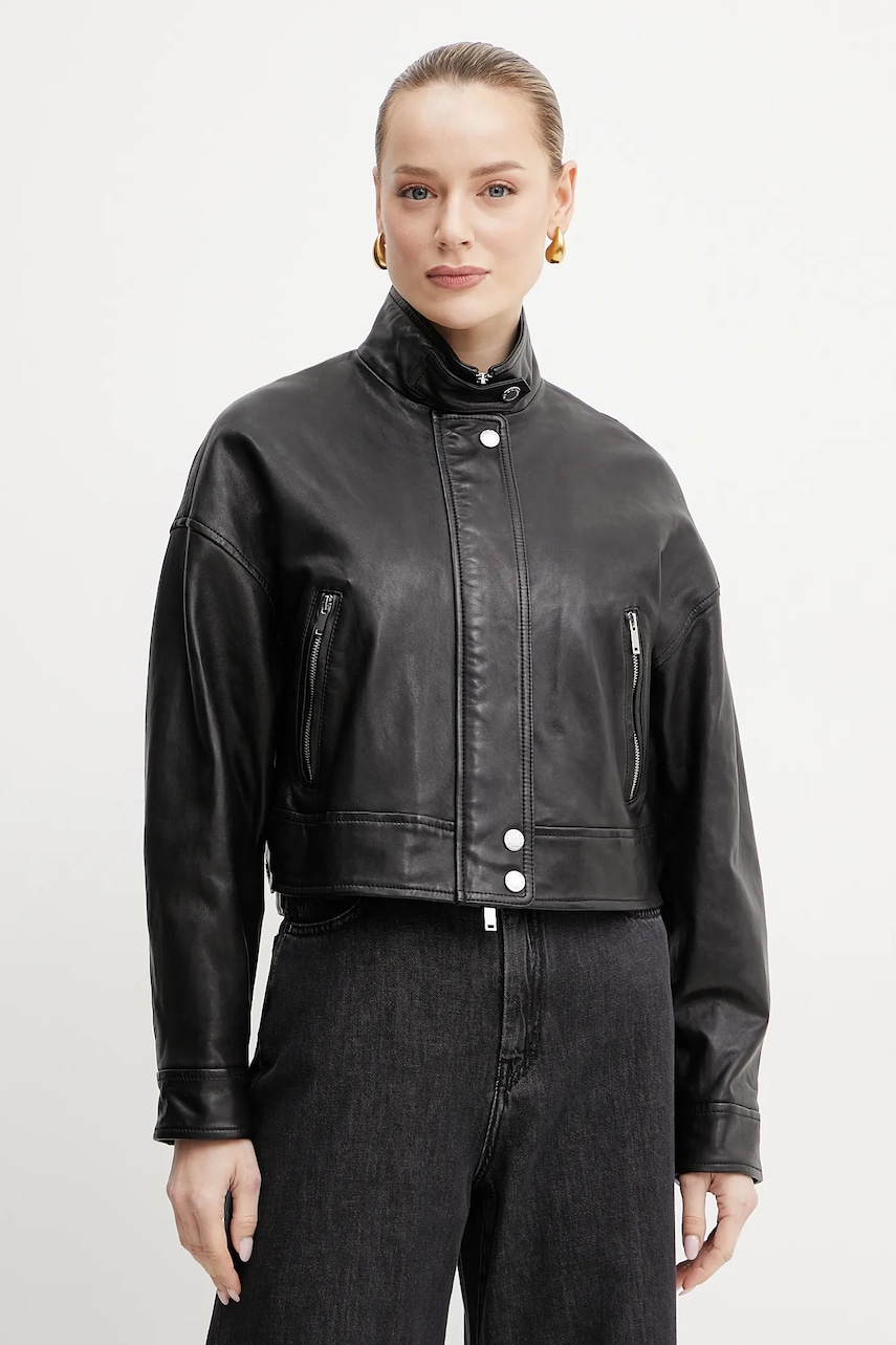 Δερμάτινο μπουφάν Weekend Max Mara χρώμα: μαύρο, 2515441011600
