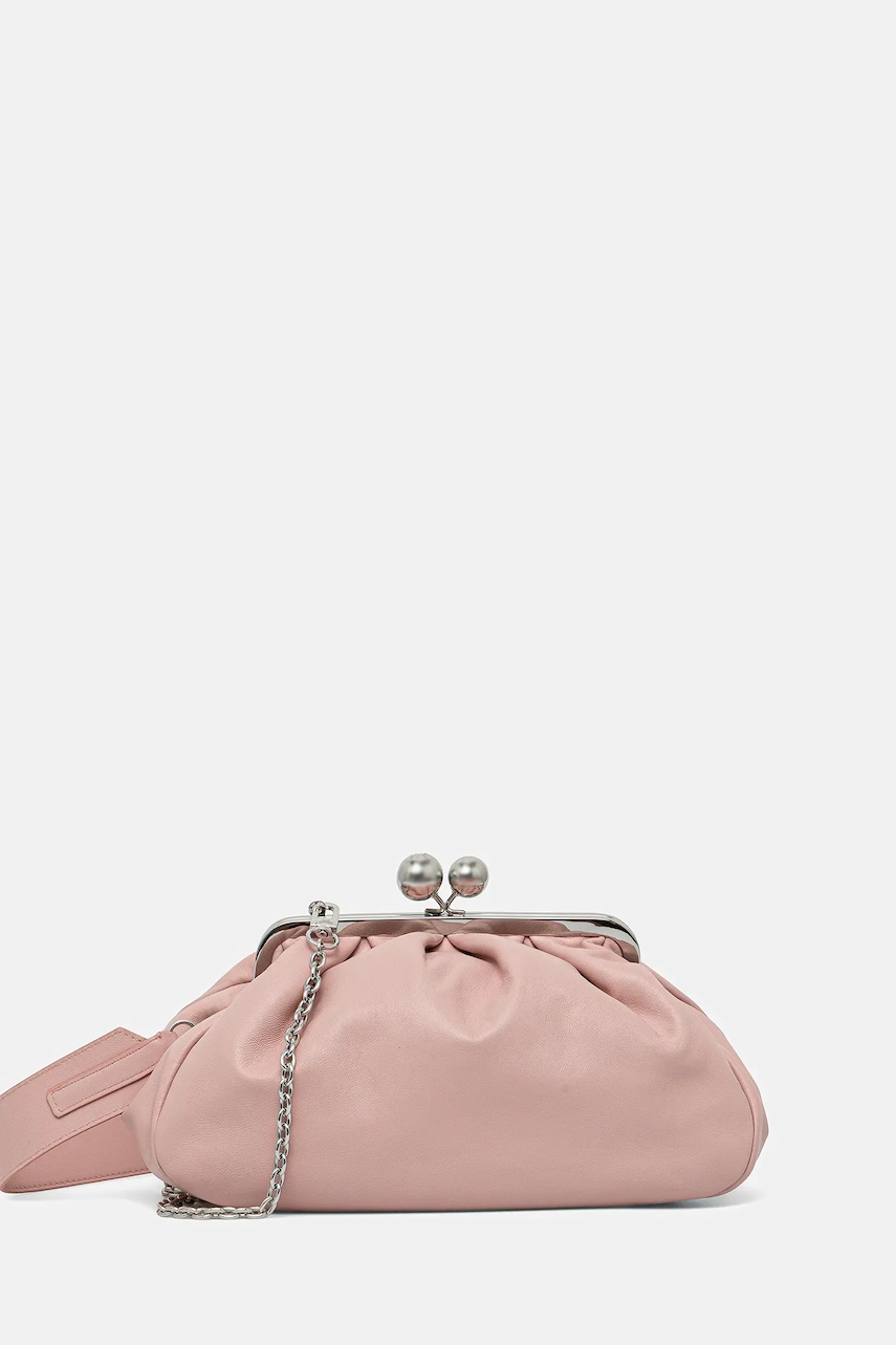 Δερμάτινη τσάντα ώμου Weekend Max Mara CUBICO χρώμα: ροζ, 2525516194600