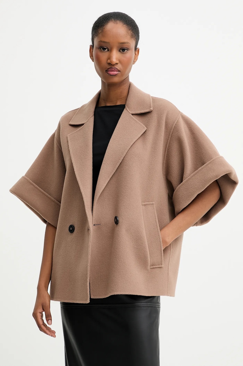 Μάλλινο παλτό Weekend Max Mara PERA χρώμα: καφέ, 2525086021600