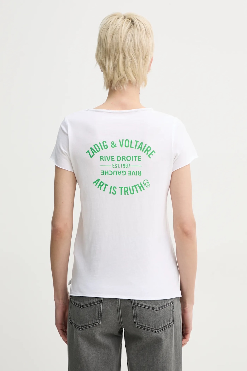 Βαμβακερό μπλουζάκι ZADIG&VOLTAIRE γυναικείο, χρώμα: άσπρο, JWTN02612
