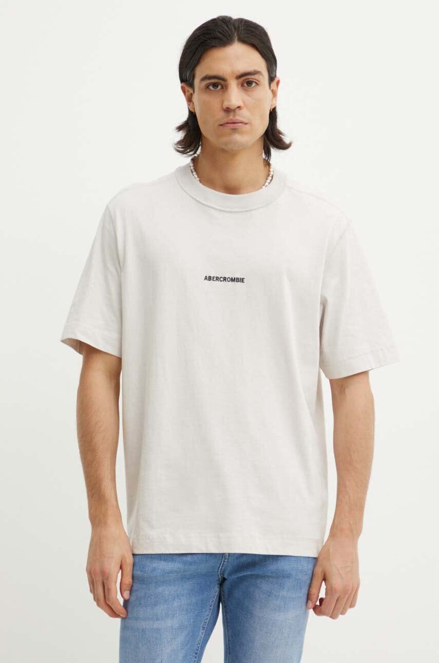 Βαμβακερό μπλουζάκι Abercrombie & Fitch ανδρικό, χρώμα: γκρι, KI123-1036