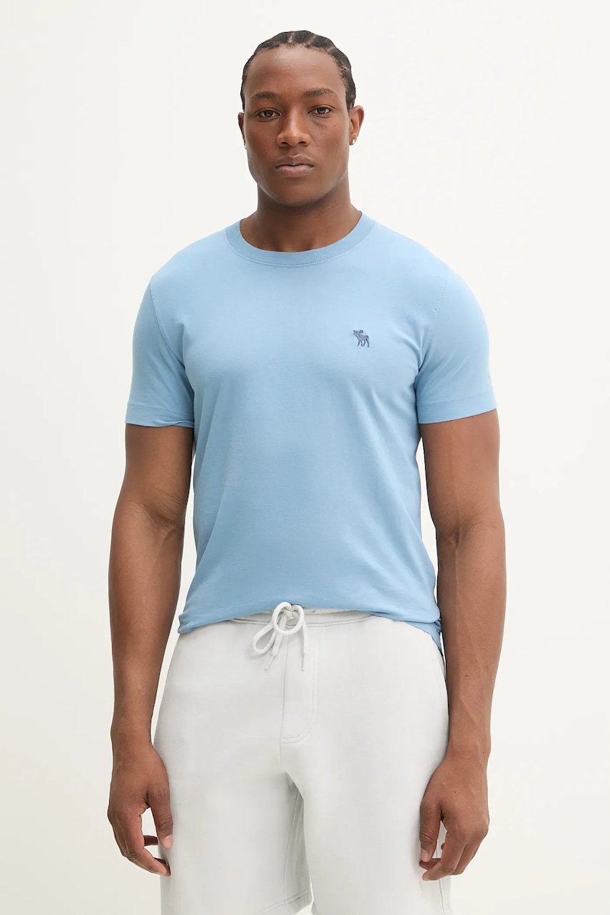 Βαμβακερό μπλουζάκι Abercrombie & Fitch ανδρικό, χρώμα: μπλε, KI124-5099