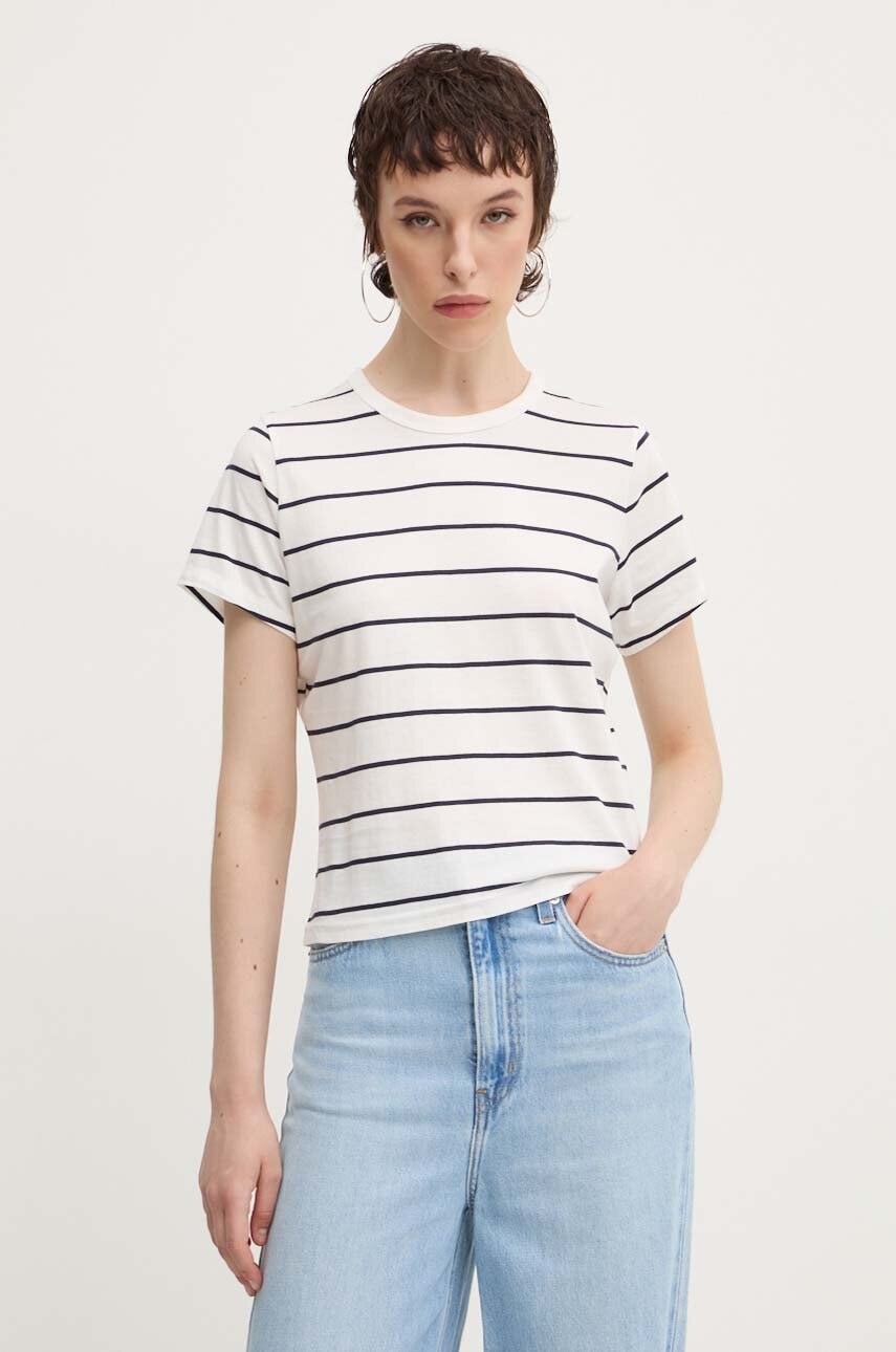 Βαμβακερό μπλουζάκι Abercrombie & Fitch γυναικείο, χρώμα: άσπρο, KI139-4686