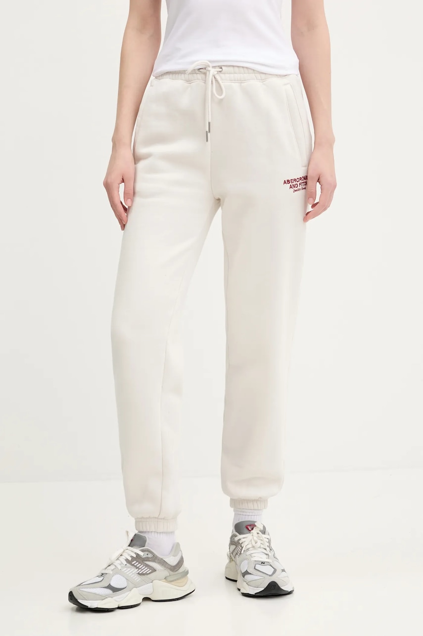 Παντελόνι φόρμας Abercrombie & Fitch χρώμα: μπεζ, KI147-5049