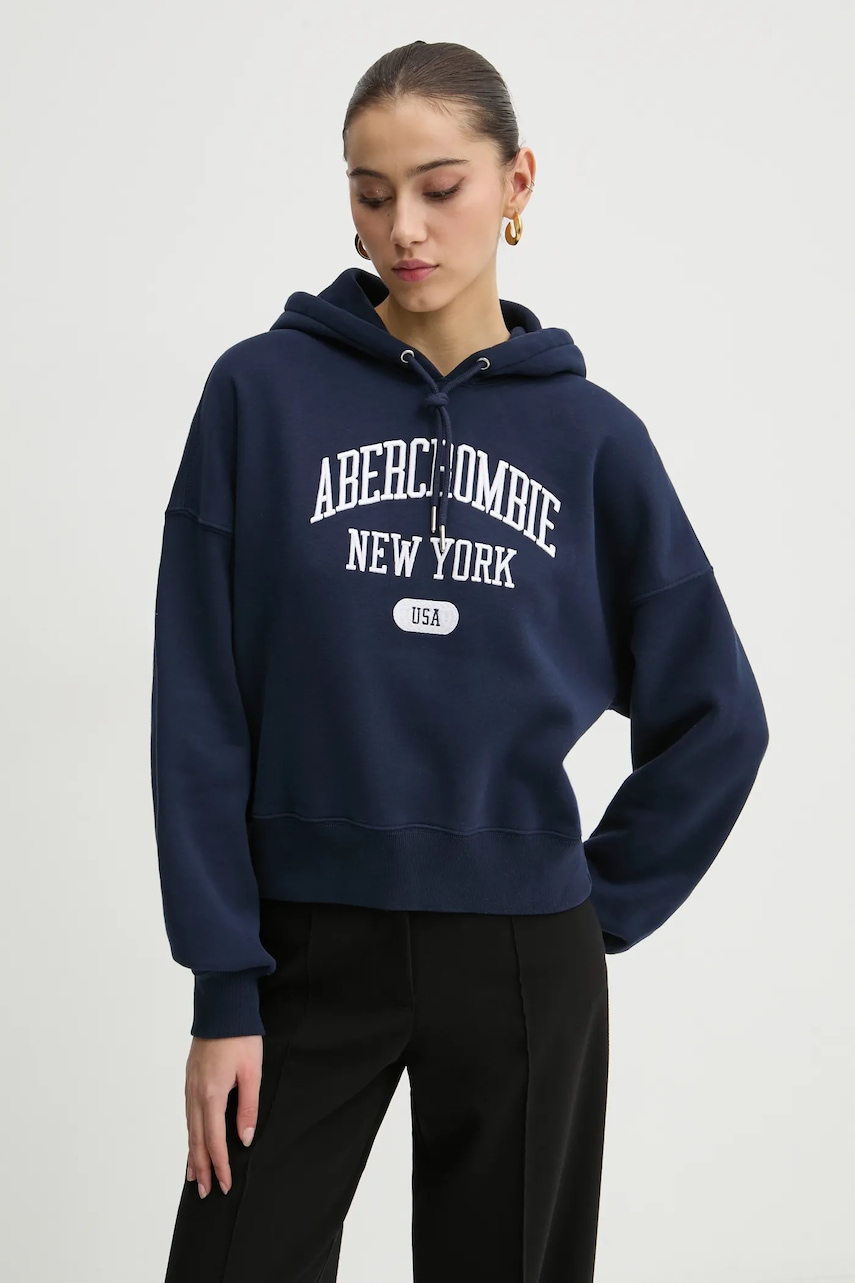 Μπλούζα Abercrombie & Fitch χρώμα: ναυτικό μπλε, με κουκούλα, KI152-4201