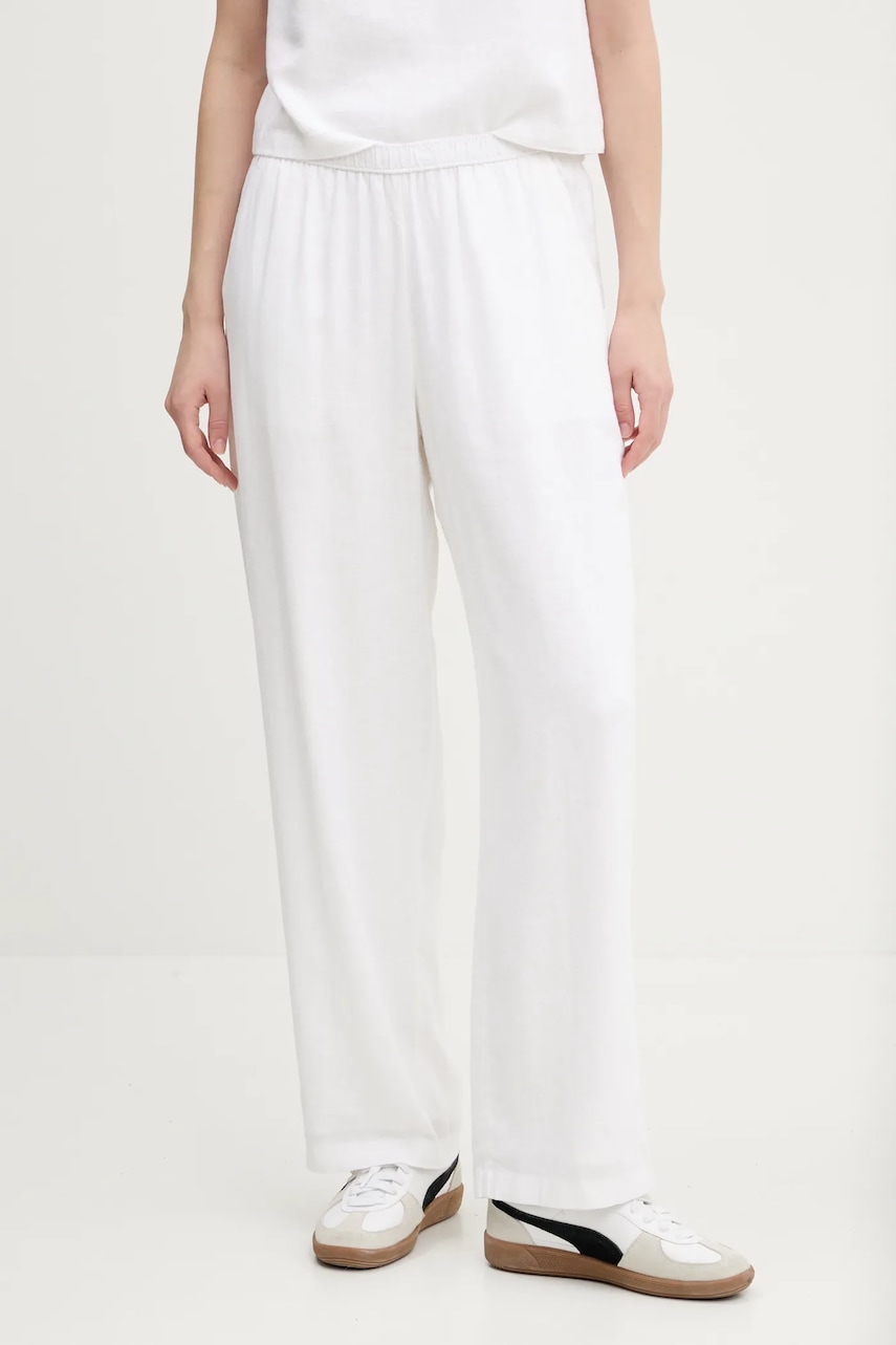 Λινό παντελόνι Abercrombie & Fitch χρώμα: μπεζ, KI156-5128