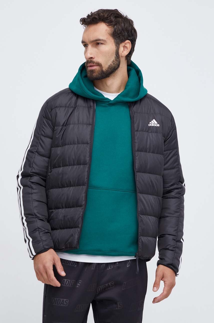 Μπουφάν με επένδυση από πούπουλα adidas ανδρικό, χρώμα: μαύρο