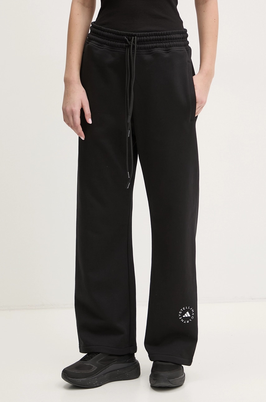 Βαμβακερό παντελόνι adidas by Stella McCartney χρώμα: μαύρο, JJ0102