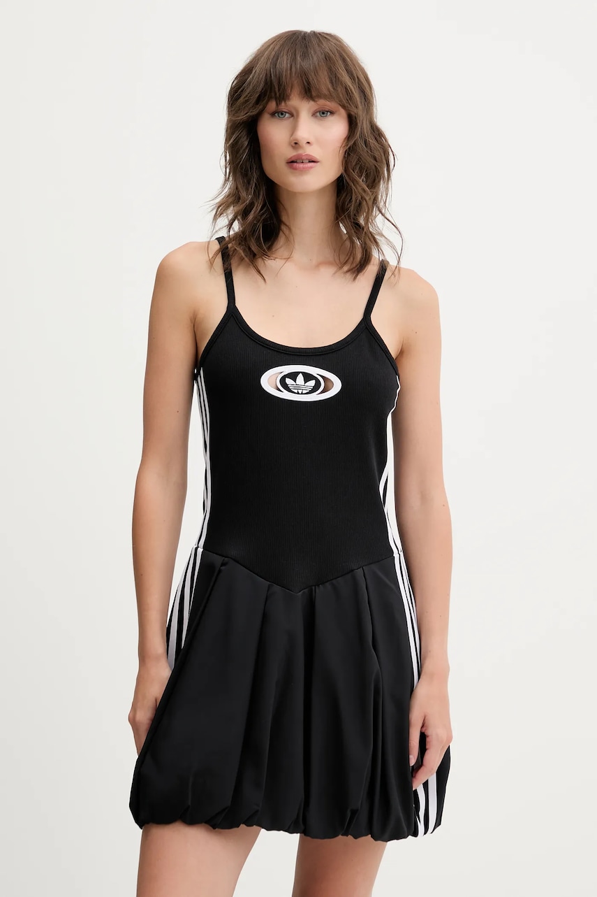 Φόρεμα adidas Originals Balloon Dress χρώμα: μαύρο, KC8798