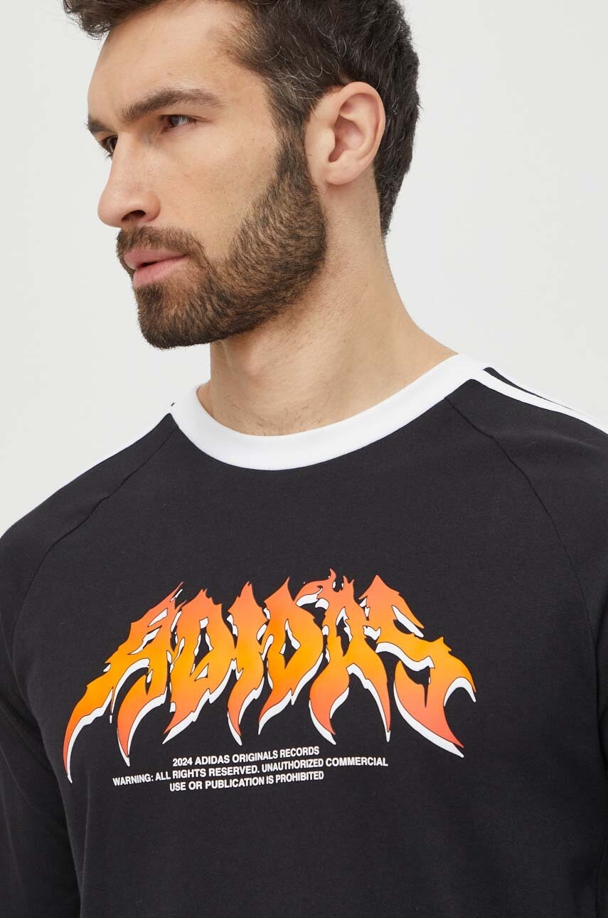 Βαμβακερή μπλούζα με μακριά μανίκια adidas Originals Flames χρώμα: μαύρο, IS0206