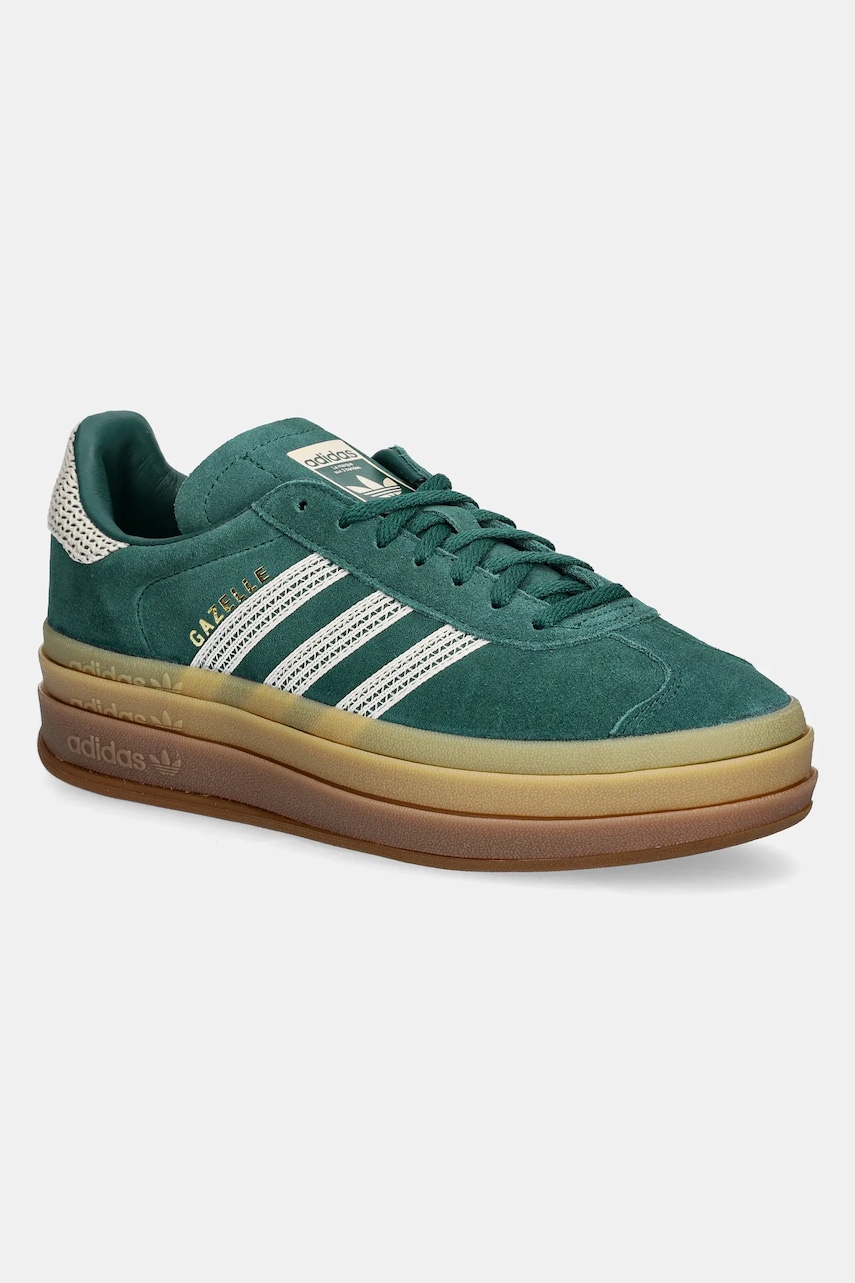 Σουέτ αθλητικά παπούτσια adidas Originals Gazelle Bold W χρώμα: πράσινο, JS3358