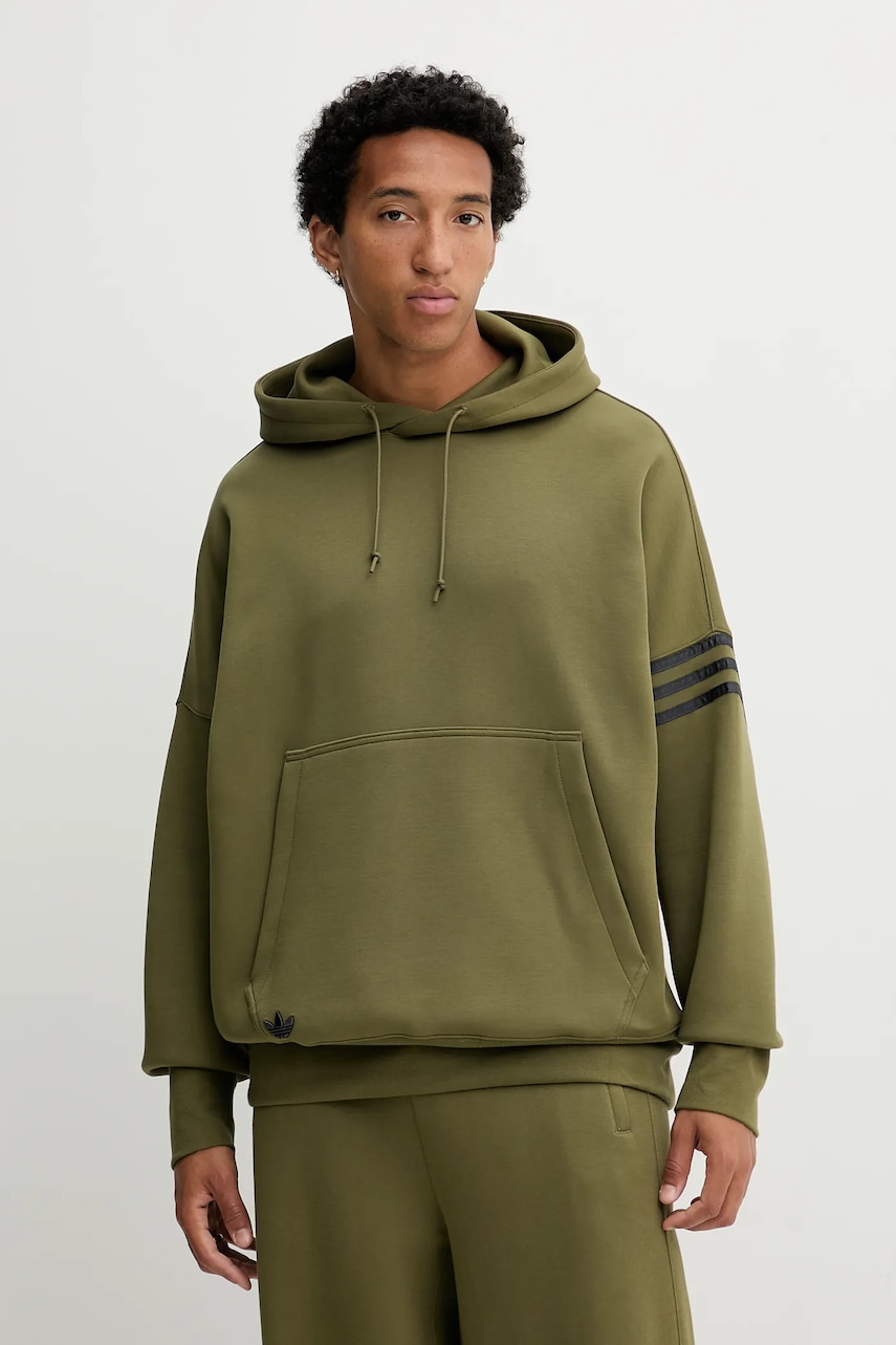 Μπλούζα adidas Originals Neuclassics χρώμα: πράσινο, με κουκούλα, HZ3739