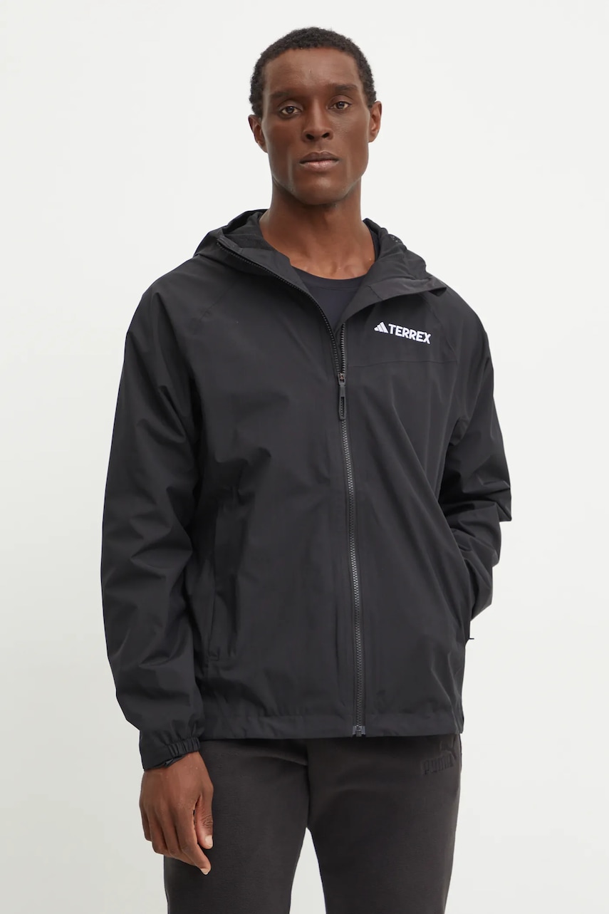 Αδιάβροχο μπουφάν adidas TERREX Multi ανδρικό, χρώμα: μαύρο, JN8804