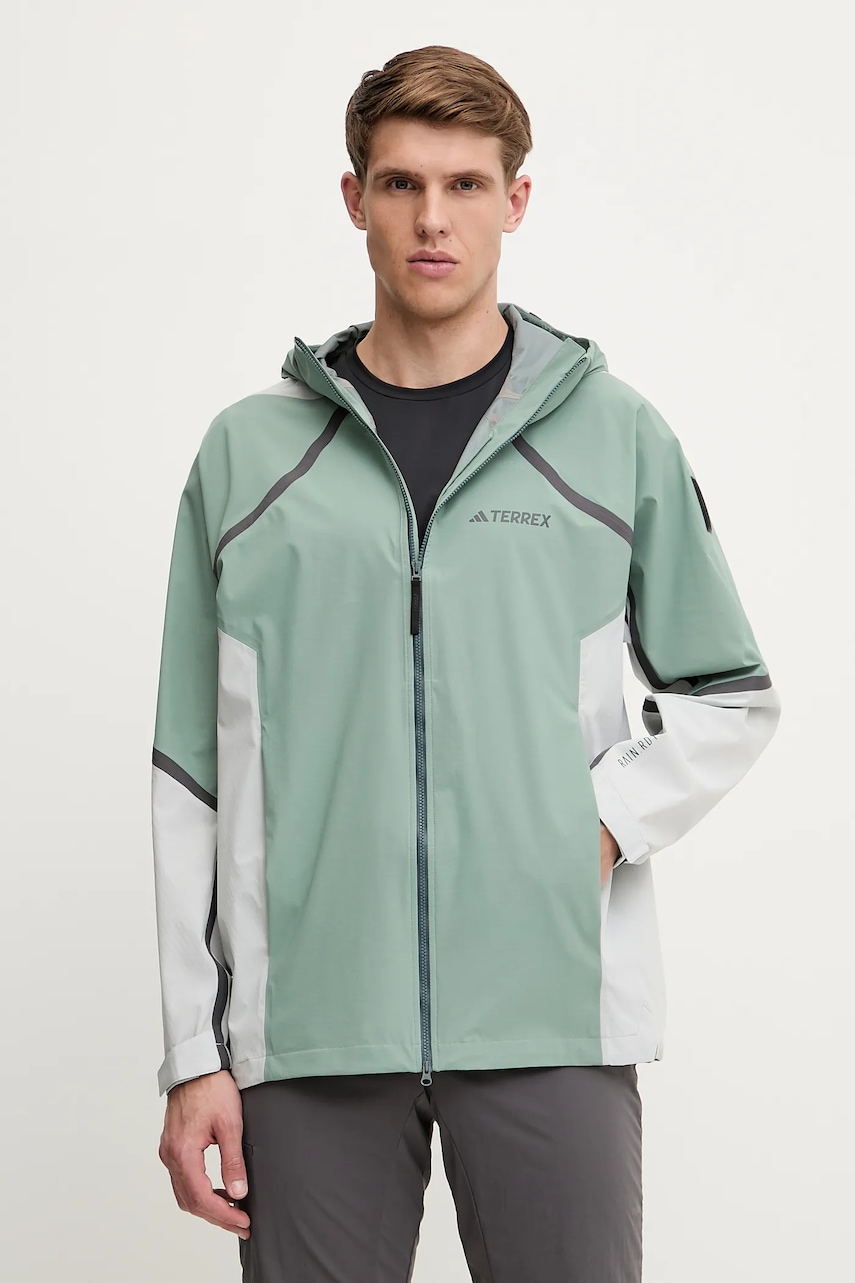 Αδιάβροχο μπουφάν adidas TERREX x National Geographic χρώμα: πράσινο, JD5835