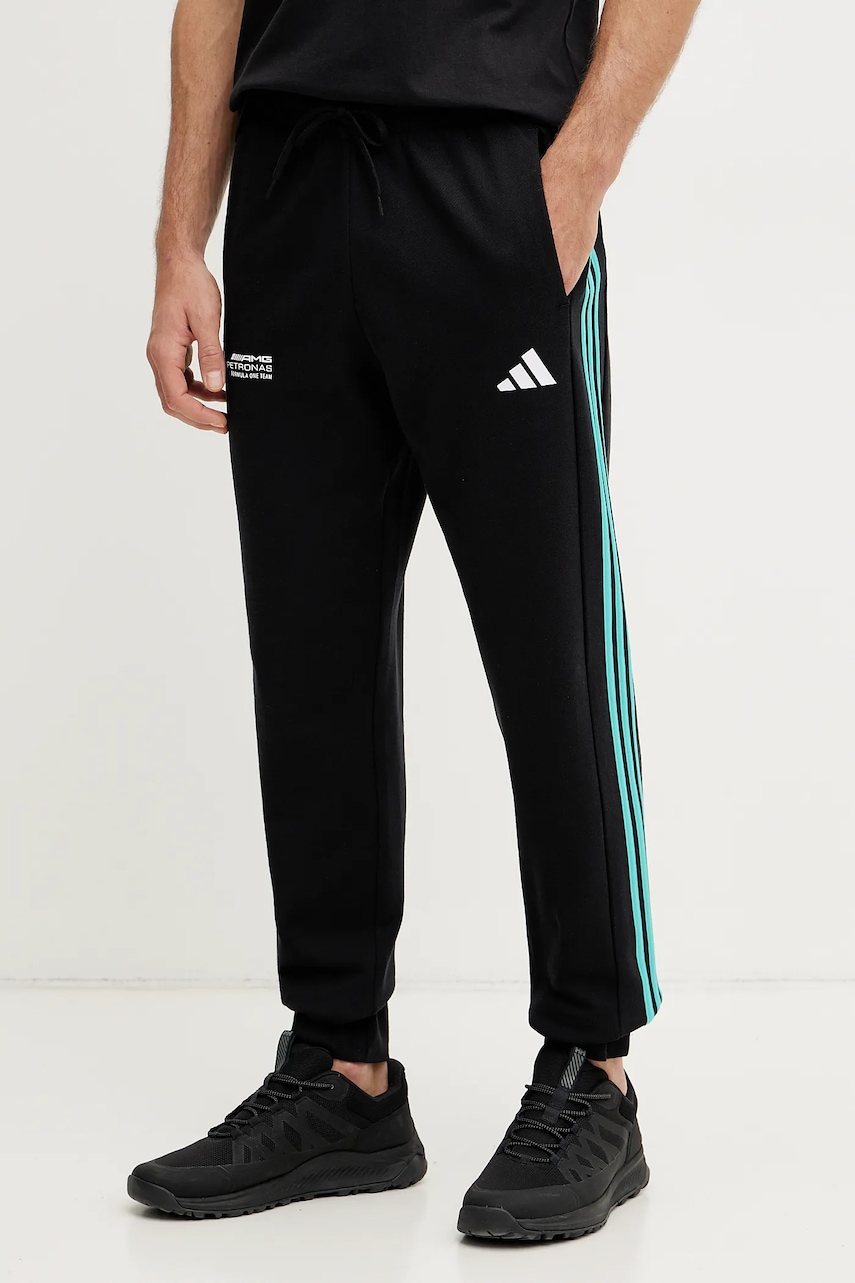 Βαμβακερό παντελόνι adidas x Mercedes χρώμα: μαύρο, JV5379