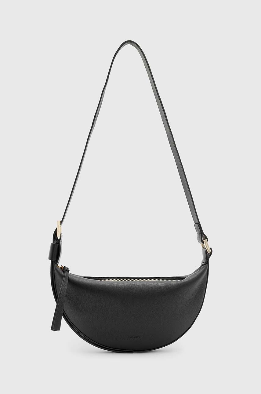 Δερμάτινη τσάντα AllSaints HALF MOON χρώμα: μαύρο, W301XB
