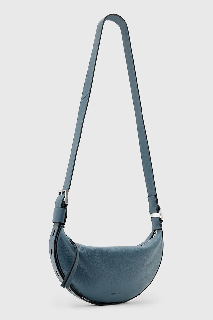 Δερμάτινη τσάντα AllSaints HALF MOON χρώμα: άσπρο, W301XB