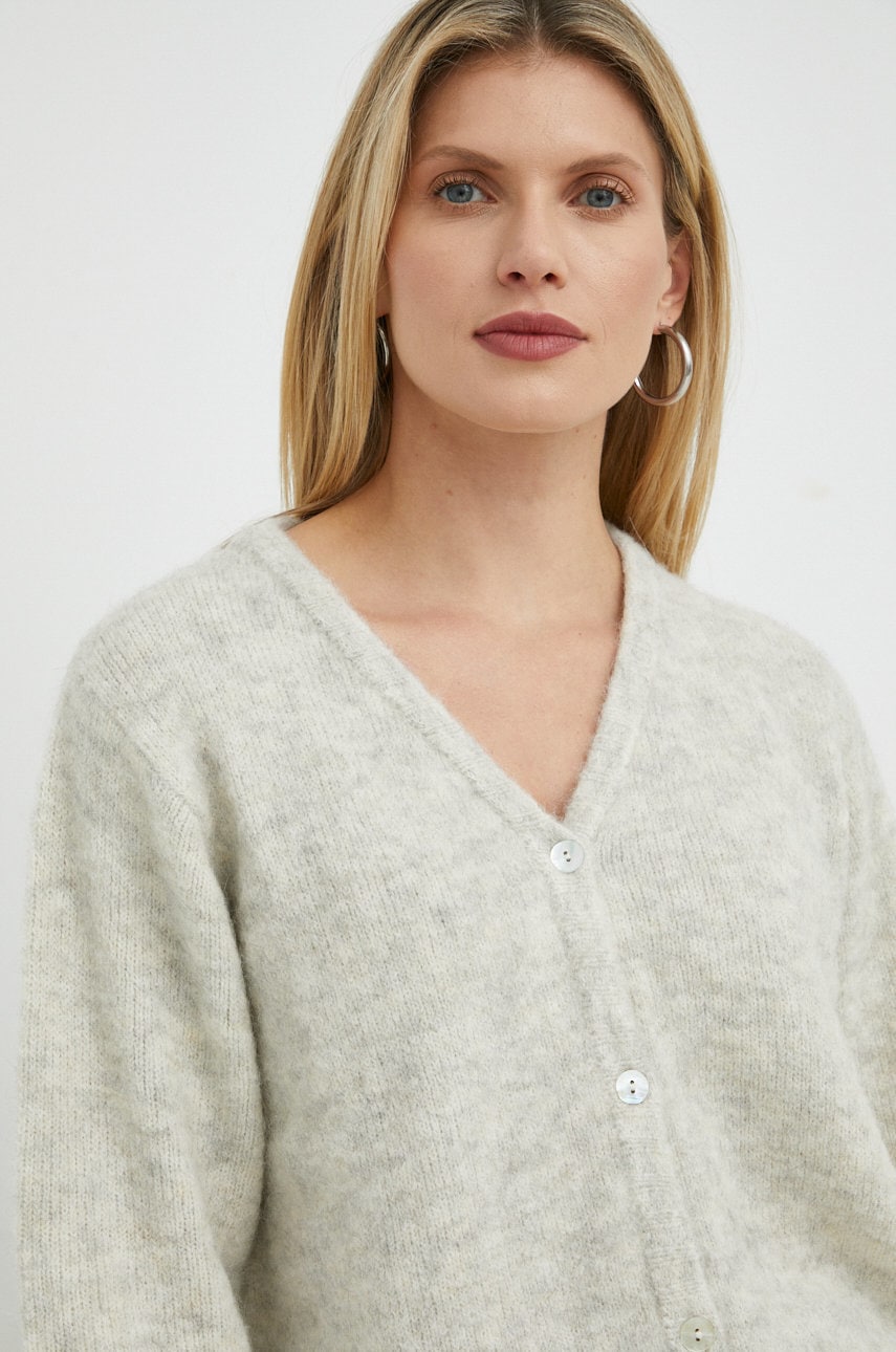 Ζακέτα από μίγμα μαλλιού American VintageGILET ML χρώμα: γκρι EAST19G