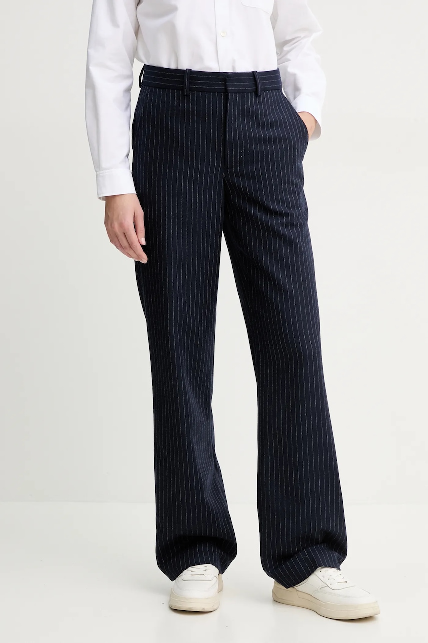 Μάλλινα παντελόνια A.P.C. pantalon jane χρώμα: ναυτικό μπλε, WOARO.F08467