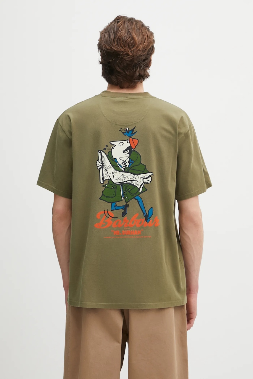 Βαμβακερό μπλουζάκι Barbour Barbour Regence OS Fit Graphic T-Shirt ανδρικό, χρώμα: πράσινο, MTS1402