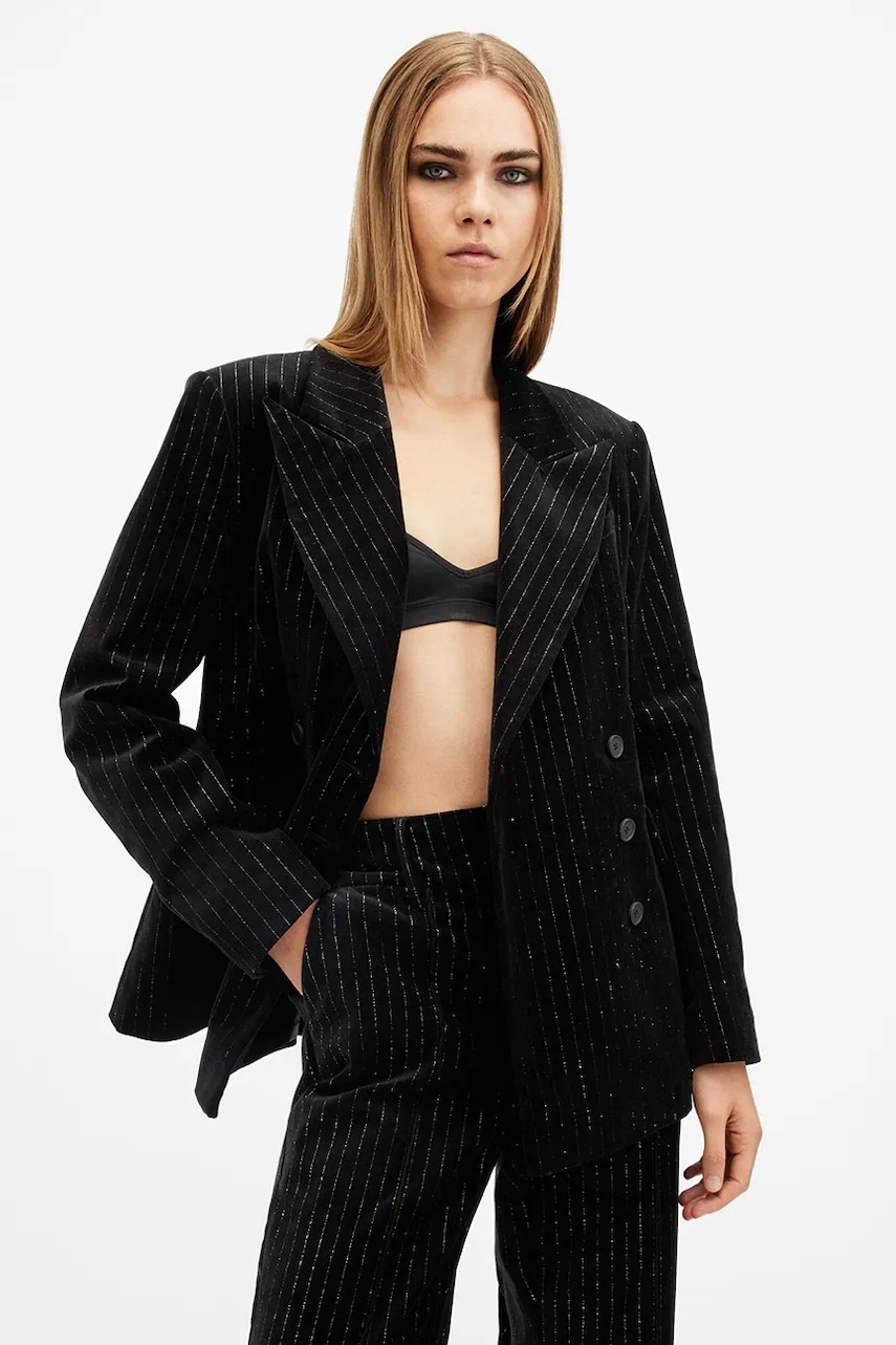 Βαμβακερό blazer AllSaints SEVENH χρώμα: μαύρο, W026QB