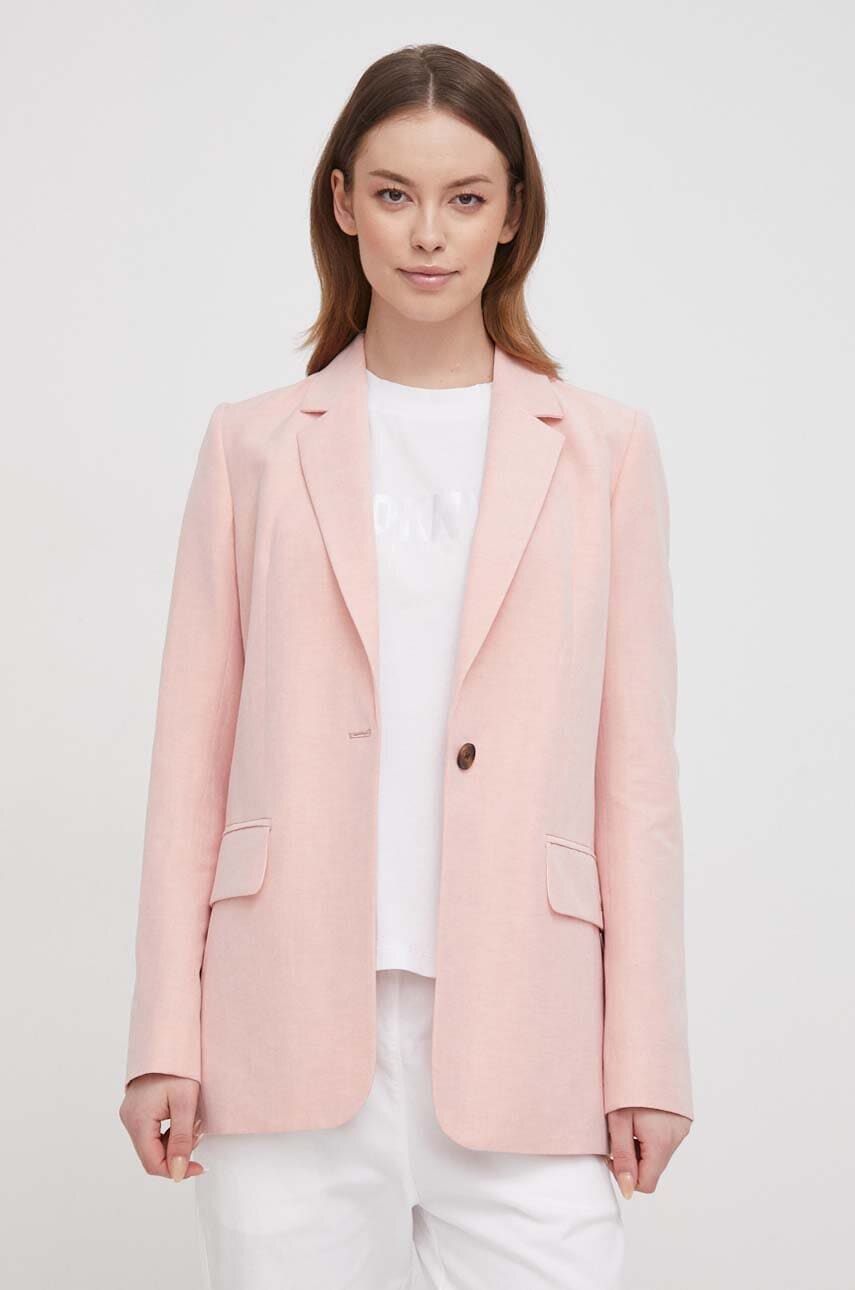 Blazer με μείγμα λινών Barbour χρώμα: ροζ LTA0118