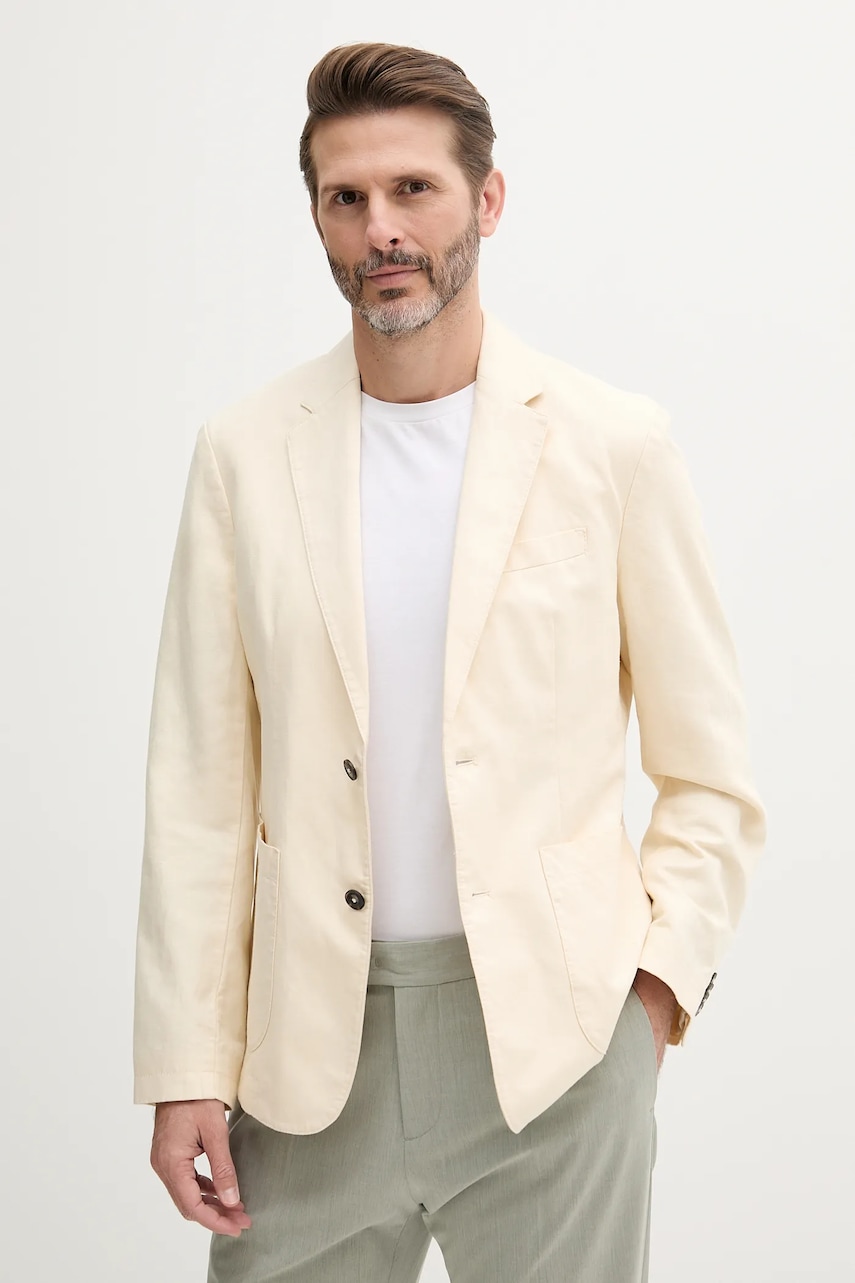 Blazer με μείγμα λινών United Colors of Benetton χρώμα: μπεζ