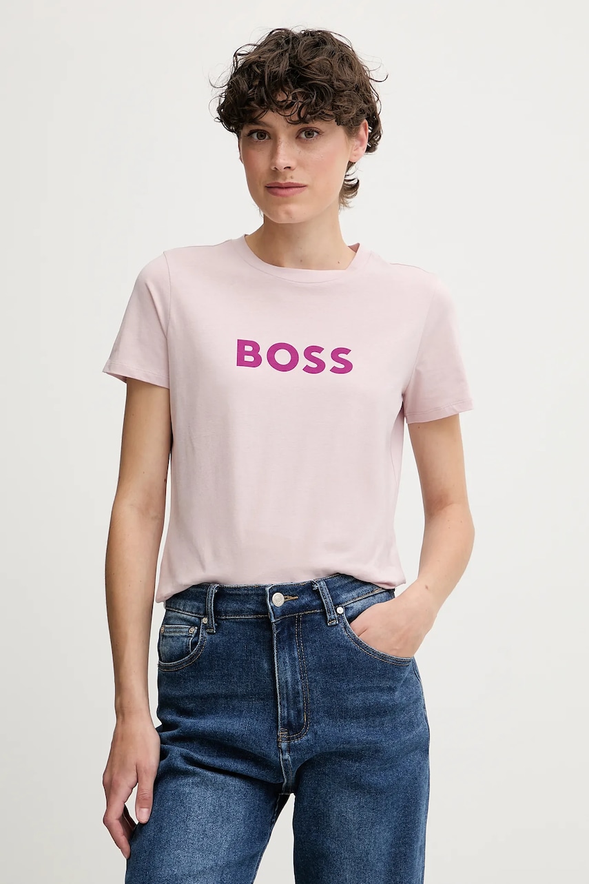 Βαμβακερό μπλουζάκι BOSS Orange BOSS ORANGE χρώμα: μοβ, 50501139