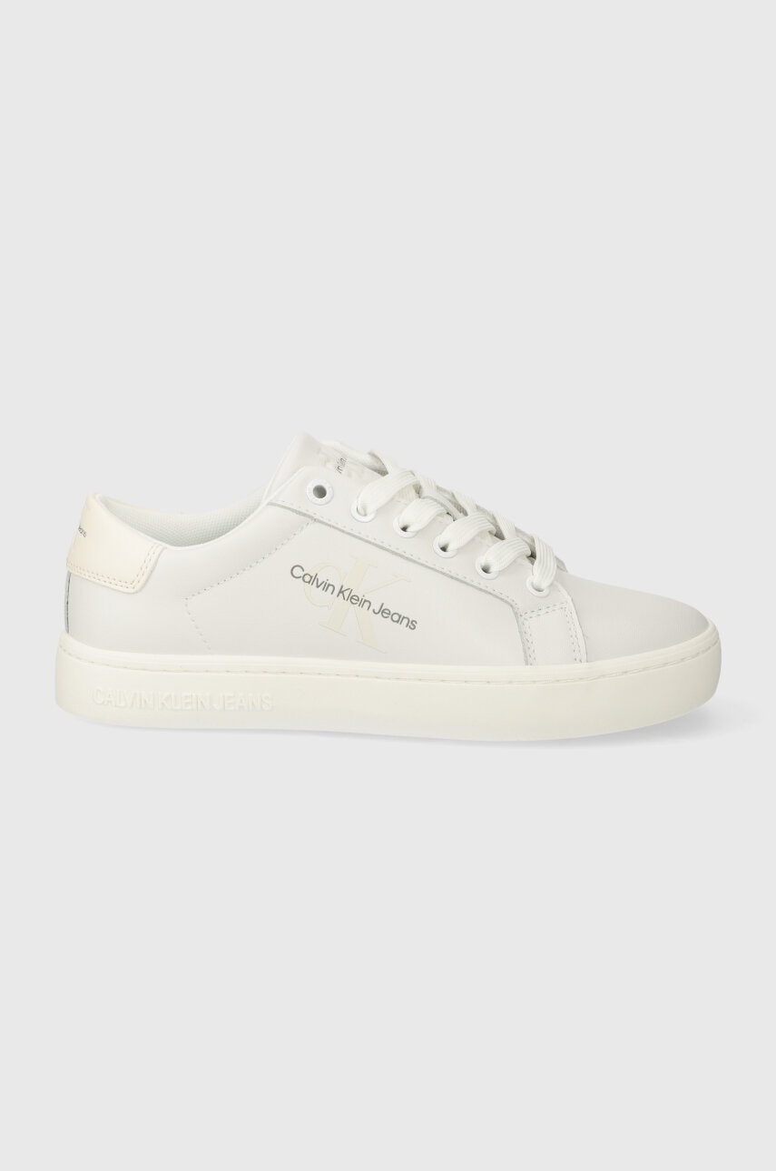 Δερμάτινα αθλητικά παπούτσια Calvin Klein Jeans CLASSIC CUPSOLE LACEUP LTH WN CLASSIC CUPSOLE LACE UP χρώμα: άσπρο, YW0YW01269 YW0YW01269