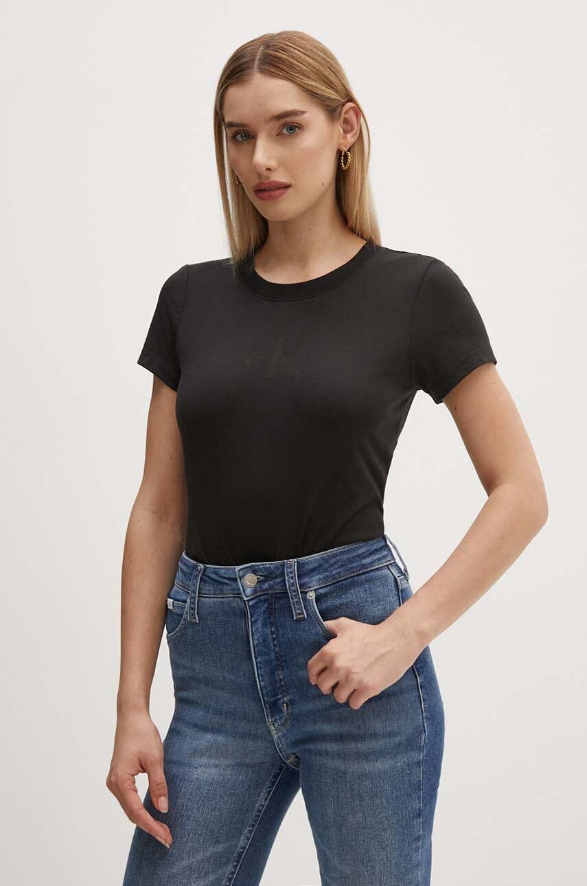 Μπλουζάκι Calvin Klein Jeans χρώμα: μαύρο, J20J223909