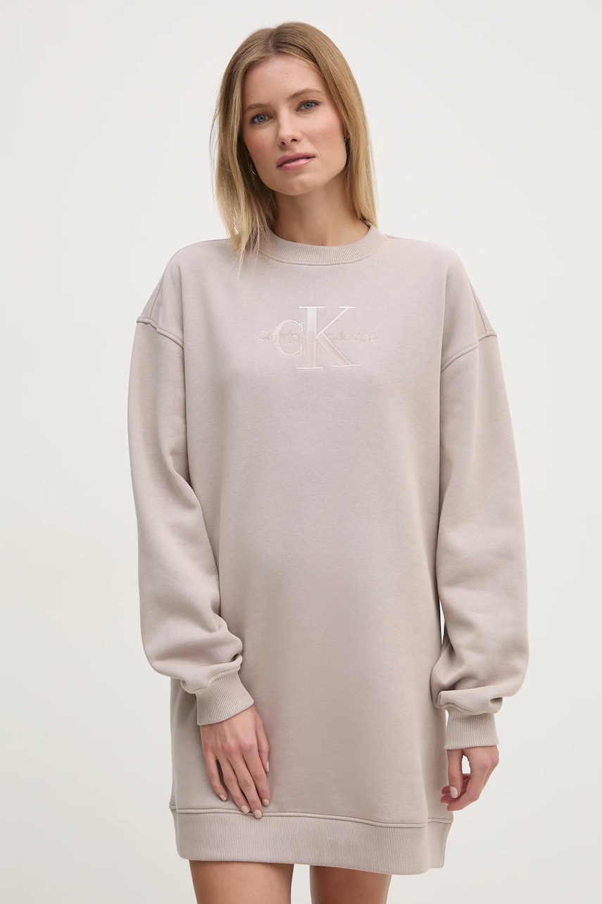 Φόρεμα Calvin Klein Jeans χρώμα: μπεζ, J20J224834