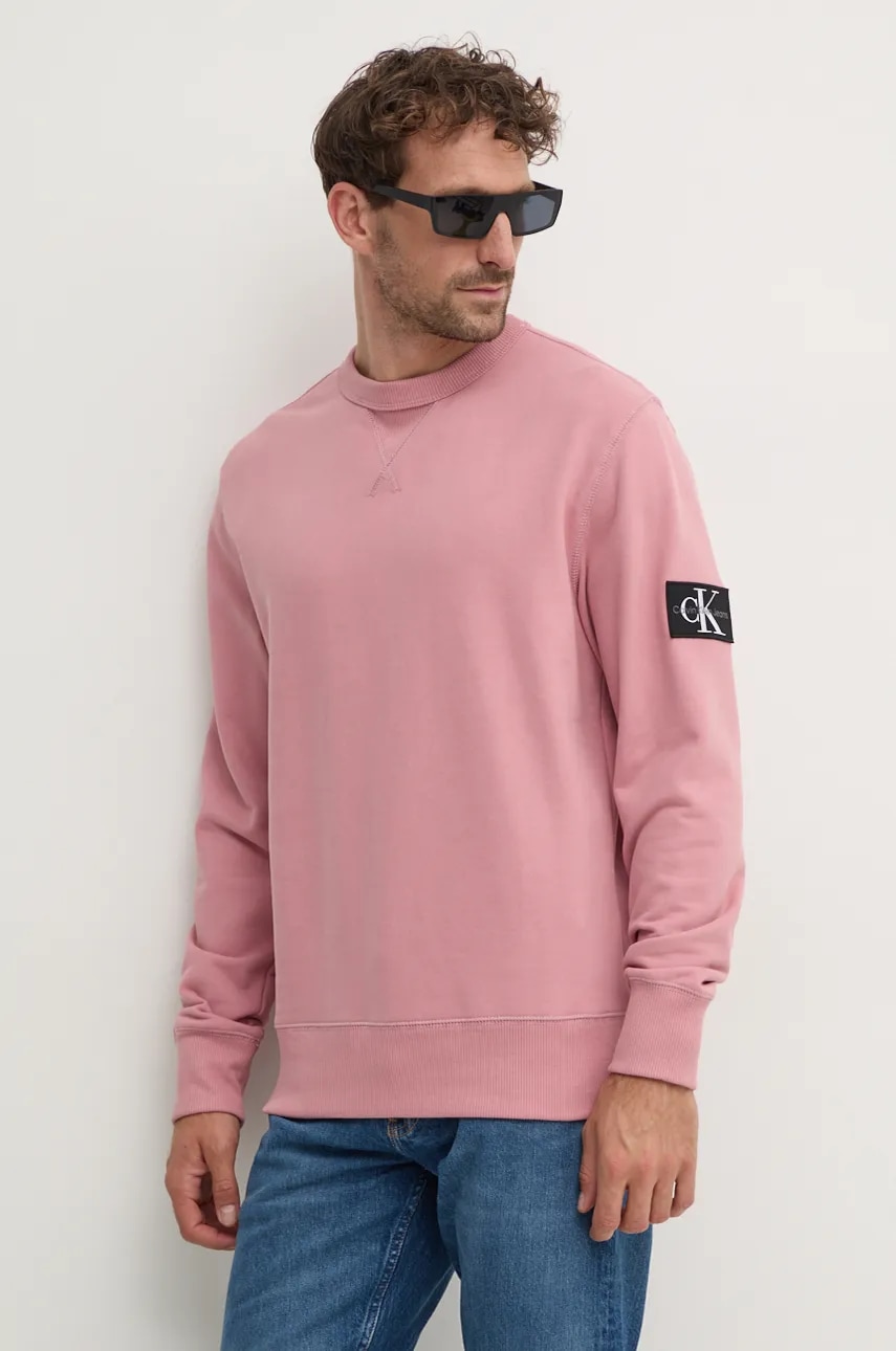 Βαμβακερή μπλούζα Calvin Klein Jeans χρώμα: ροζ, J30J323426