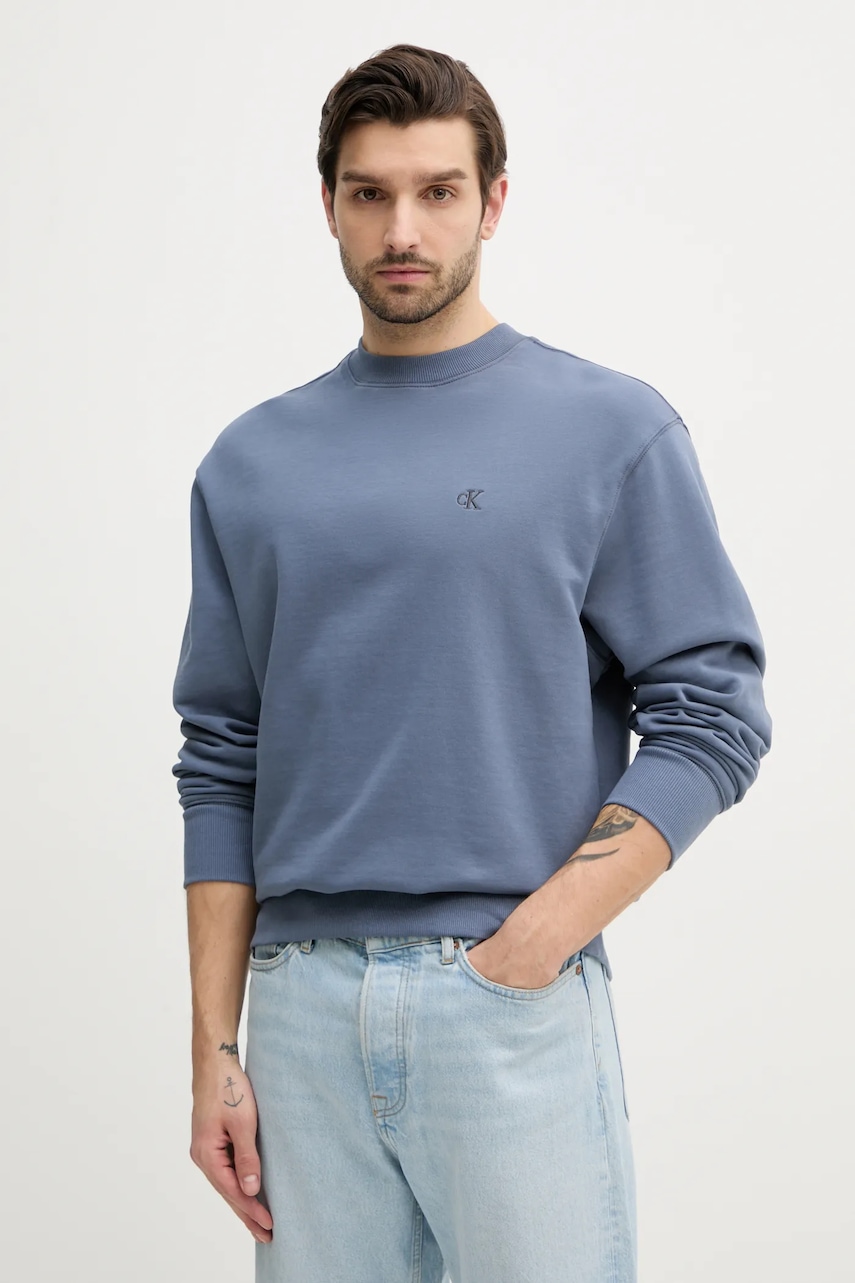 Βαμβακερή μπλούζα Calvin Klein Jeans χρώμα: μπλε, J30J327228