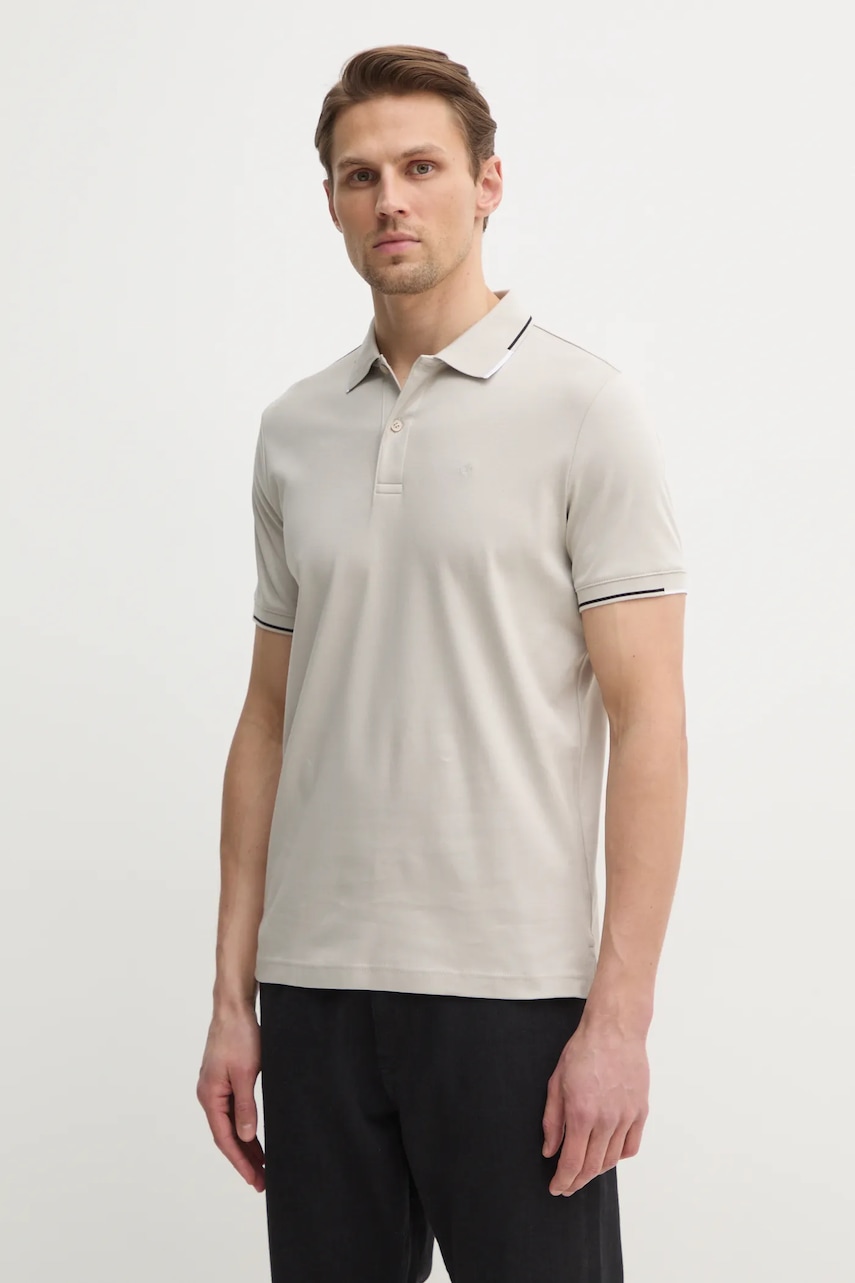 Βαμβακερό μπλουζάκι πόλο Calvin Klein χρώμα: γκρι, K10K114130