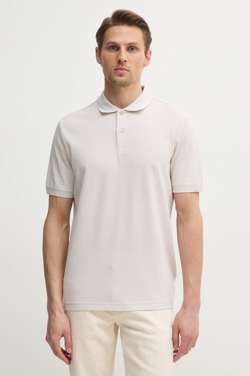 Βαμβακερό μπλουζάκι πόλο Calvin Klein χρώμα: μπεζ, K10K114475