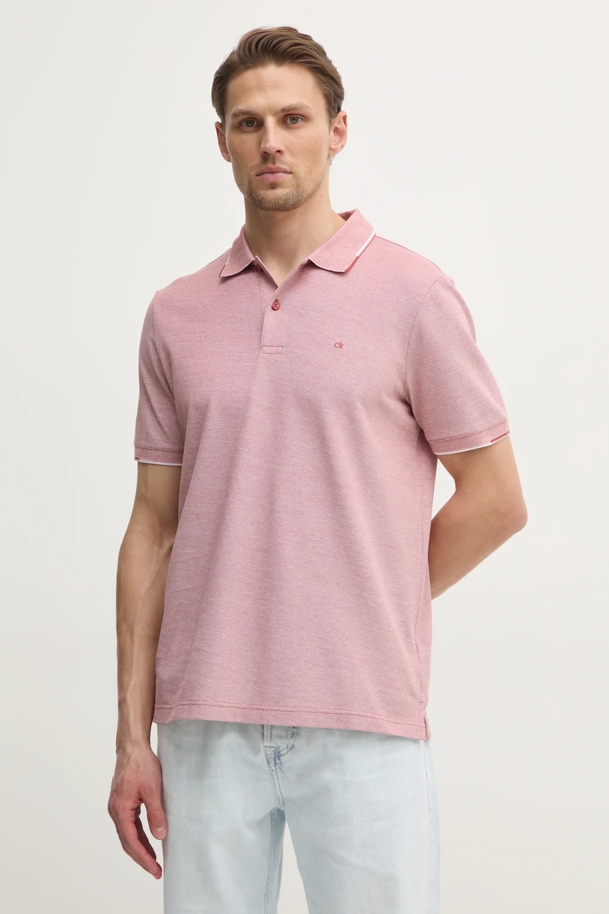 Βαμβακερό μπλουζάκι πόλο Calvin Klein χρώμα: ροζ, K10K114475