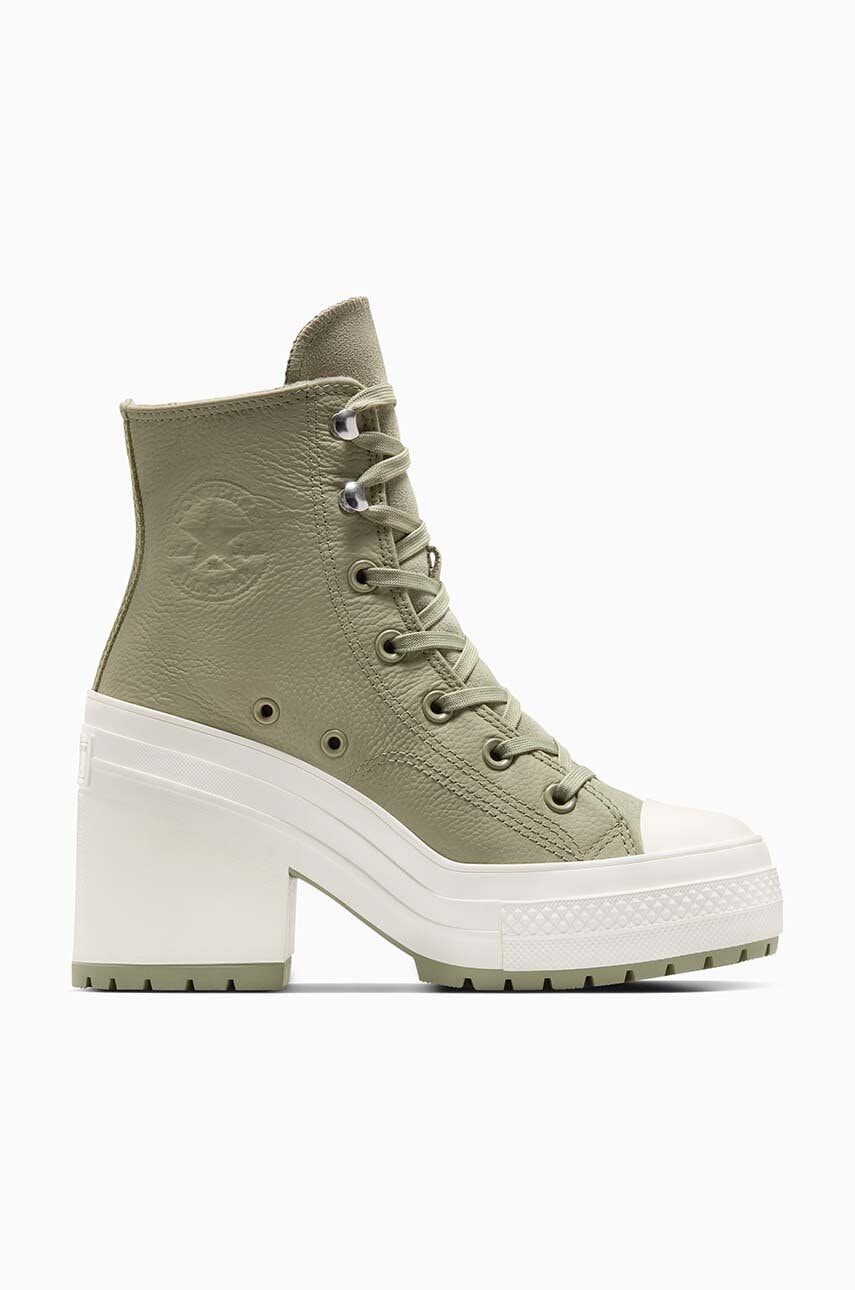 Δερμάτινα ελαφριά παπούτσια Converse Chuck 70 De Luxe Heel Platform χρώμα: πράσινο, A10378C