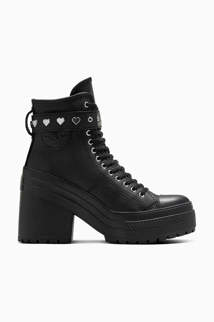 Δερμάτινα ελαφριά παπούτσια Converse Chuck 70 De Luxe Heel Valentine's Day χρώμα: μαύρο, A10634C