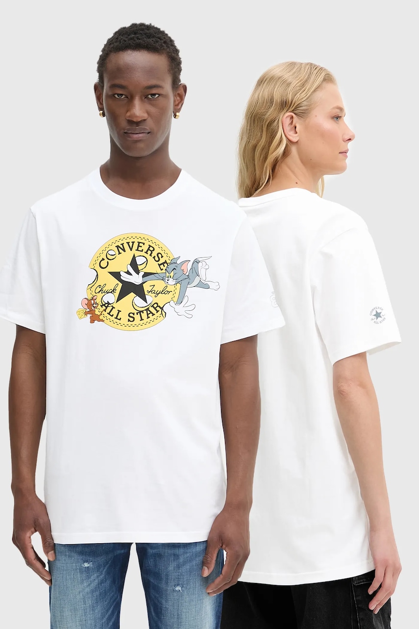 Βαμβακερό μπλουζάκι Converse Converse x Tom & Jerry χρώμα: άσπρο, 10028754-A01