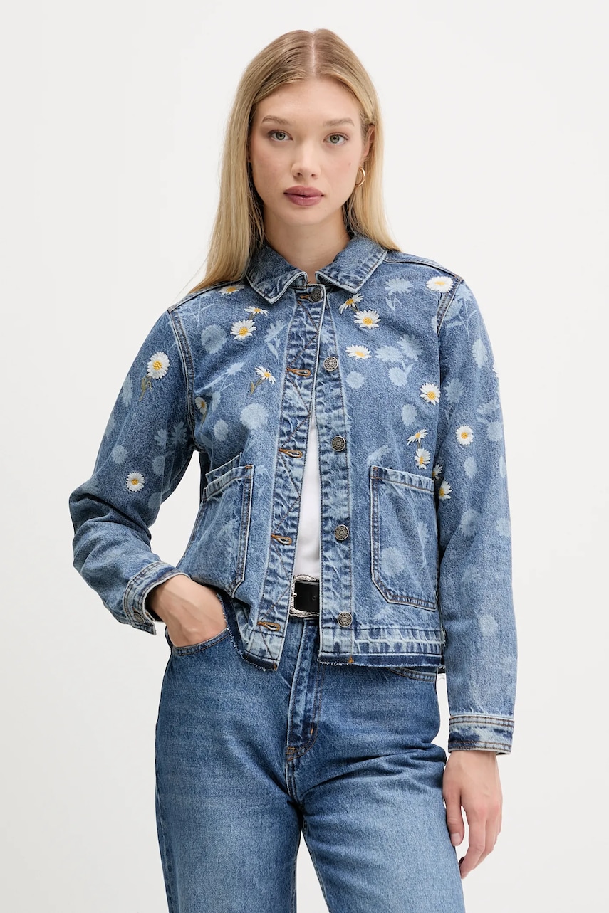 Τζιν μπουφάν Desigual DAISY χρώμα: μπλε, 25WWED15