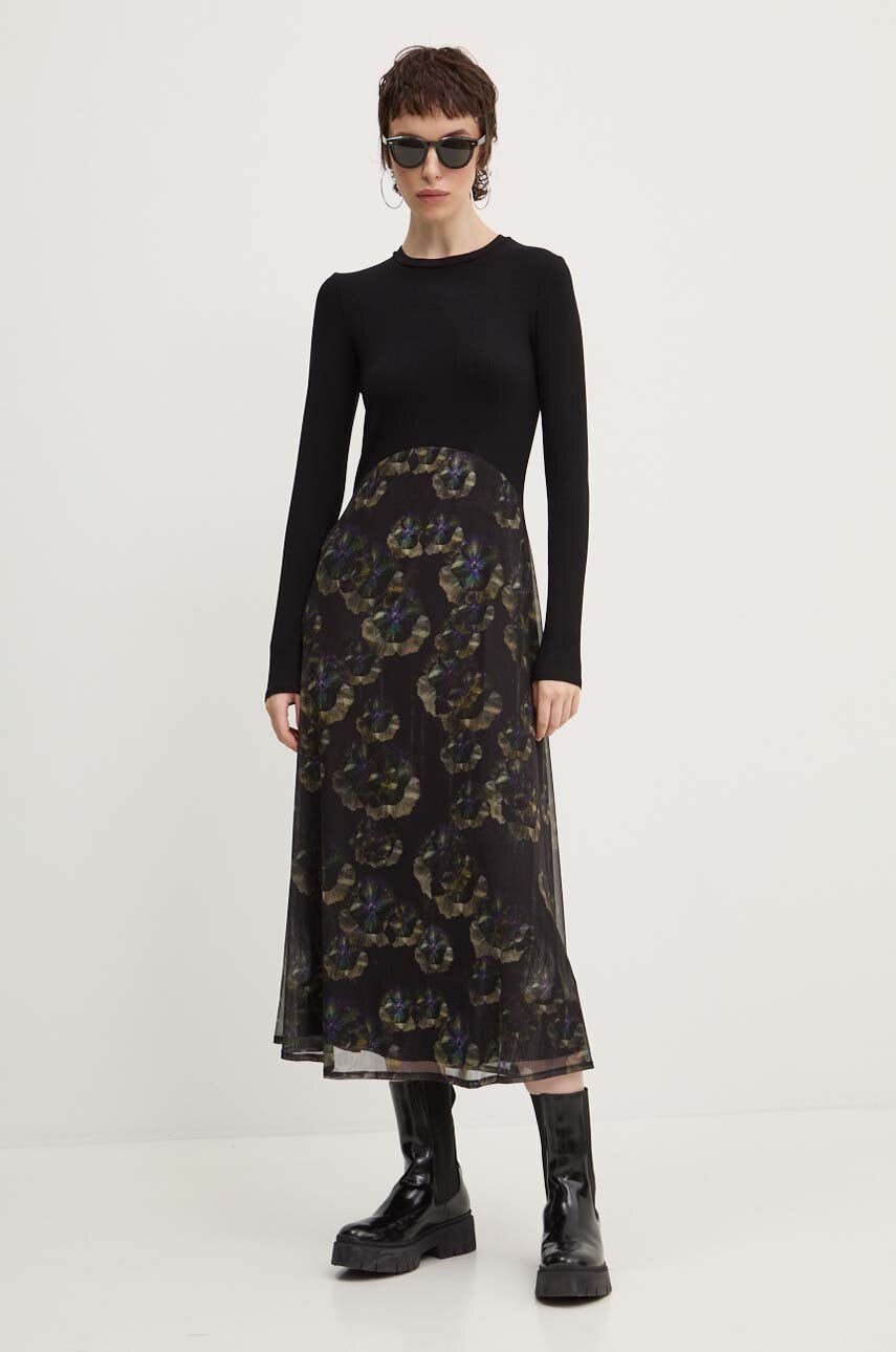 Φόρεμα Desigual DARK PENSEE χρώμα: μαύρο, 24WWVK37