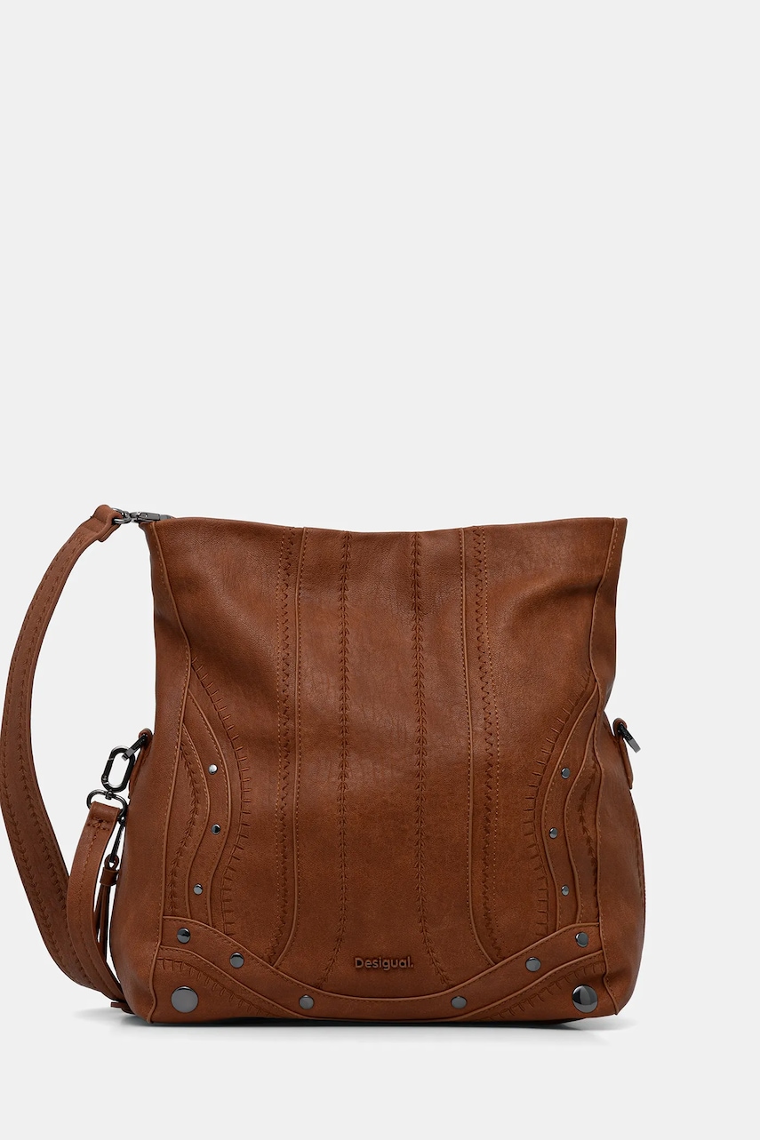 Τσάντα Desigual EMBRO PATCH LOVERTY C χρώμα: καφέ, 25WAXPA8