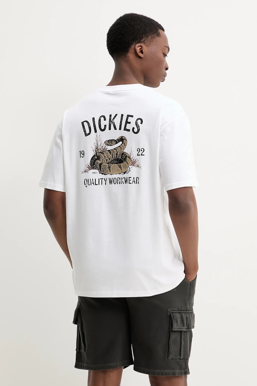 Βαμβακερό μπλουζάκι Dickies ανδρικό, χρώμα: άσπρο, DK0A4Z990WH1